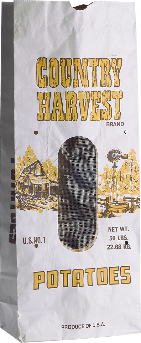 50 lbs. Paper Potato Bag Country Harvest w/window