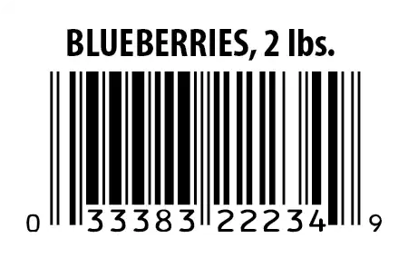 UPC 33383 22234, Blueberry 2 lbs. (1.375 x 1)